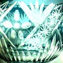 【切り子】★色被せ 切子 藍色 深鉢皿 花器★サラダボール 花瓶 フラワーベース クリスタル ガラス カット グラス オブジェ_画像3