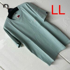 LLサイズメンズ綿100%胸ポケット半袖Tシャツ　ミント