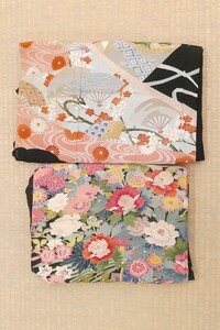 2404A-2242*. put on / kurotomesode /2 point / author thing *./ floral print etc. / remake * raw materials and so on / new goods / simplified / silk /. feather /( packing size :80)