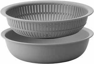 グレー 浅型 ライクイット (like-it) ざる ボウル 電子レンジ対応b Colander&Bowl 米とぎにも使える ザル