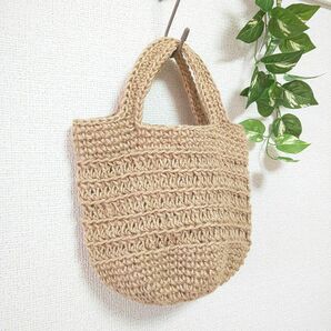 113 麻ひもバッグ ハンドメイド 麻紐バッグ