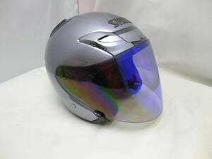 2008年 J-Force3 SHOEI M サイズ 銀 ジェット オープンフェイス ミラーシールド 57-58cm ショウエイ J-Force III