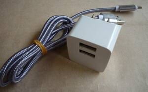 多摩電子 TAMA.E.I ACアダプタ 電源アダプタ USB充電器 5V 2.1A 2ポート 白 ホワイト タブレット用 スマホ用 充電 Type-Cケーブル付 