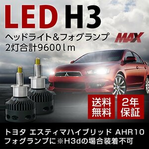 トヨタ エスティマハイブリッド AHR10 フォグに H3 ※H3dの場合装着不可 信玄MAX 2灯合計9600lm 6000K ホワイト 車検対応 2年保証 送料無料