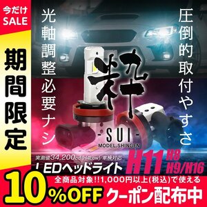 【ポン付け】バルブ型LEDヘッドライトの最高峰! アテンザ GH系 H22.1~H24.10 信玄LED 粋-SUI- H11 1年保証 車検対応