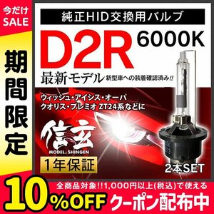 新品 Model 信玄 純正交換 HID D2R 6000K トヨタ ウィッシュ アイシス オーパ クオリス プレミオ ZT24系に 車検対応 安心の1年保証