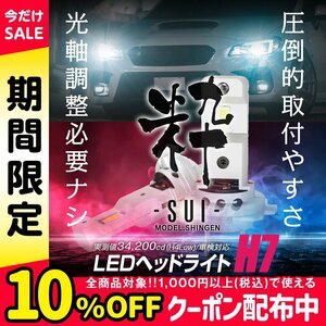 【ポン付け】バルブ型LEDヘッドライトの最高峰! エルグランド E51系 H14.5~H16.7 信玄LED 粋-SUI- H7 1年保証 車検対応