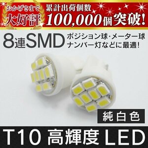 ◇ イチオシ T10 T16 ウェッジ球 高輝度LED 8連SMD ホワイト 白×2 ナンバー灯 ポジション球 テール 実測値合計230LM