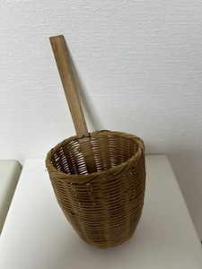 竹ザル　こし器　【昭和レトロ古道具】竹製　水切り　かご　　中古品