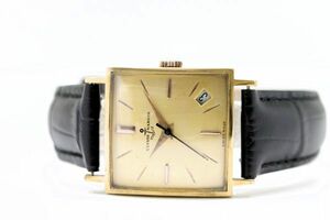 492 ULYSSE NARDIN 17JEWELS Cal.67-4 Ulysse Nardin Date square 17 stone Gold face machine hand winding men's wristwatch Vintage 