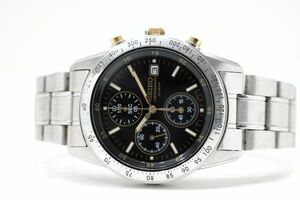 499　SEIKO CHRONOGRAPH 10 BAR QZ　　7T92-0DW0　　セイコー クロノグラフ ブラック文字盤 クォーツ メンズ 腕時計 純正ブレス