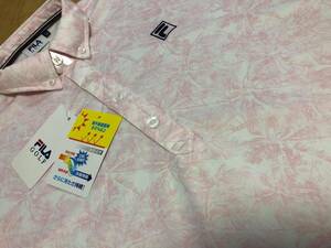 FILA GOLF(フィラ ゴルフ) 春夏 UVカット 接触冷感 台襟 柄半袖ポロシャツ 742-676(PK)Ｌ