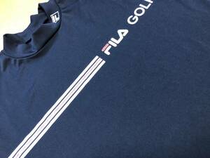 FILA GOLF(フィラ ゴルフ) 春夏 UVカット 吸汗速乾 接触冷感 半袖モックネックシャツ 742-678B(ネイビー)Ｌ