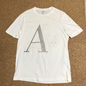 A ★ доставка 230 иен ★ Неиспользованный ★ Armani Collezioni Armani Korezoni T -Fore -Front Men Men L Off White Logo