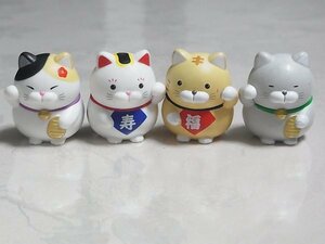 ひげまんじゅう招き猫フィギュア参　4種4個