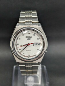 稼働品【SEIKO 5 7S26-8760 デイデイト 自動巻き 白 文字盤 腕時計】セイコー ファイブ ブランド アンティーク メンズ ウォッチ 時計