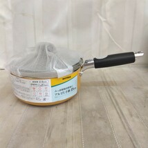 美品【 TOPVALU 】片手鍋 18cm ガラスフタ付き フッ素樹脂加工 アルミニウム 調理器具 1.9L イエロー かわいい_画像2