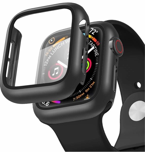 2枚セット Apple Watch ケース 44mm PC素材 強化ガラス 保護カバー ウォッチケース