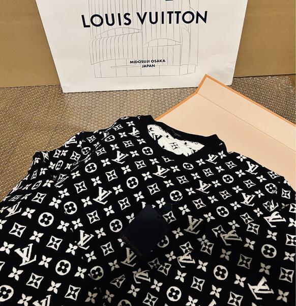 ルイ ヴィトン　LOUIS VUITTON モノグラムジャガードクルーネック　スウェット　ブラック　サイズL 国内正規品