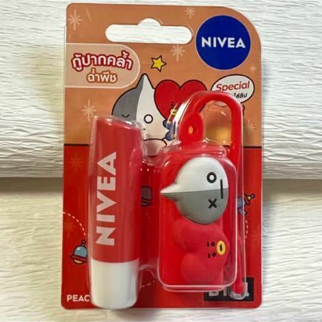 匿名配送 送料無料 海外限定 NIVEA × BT21 ニベア リップ BTS コラボ レッド PEACHY C&E TATA&VAN タタ&バン 防弾少年団 K-pop 日本未発売