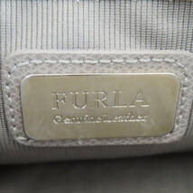 S05 FURLA フルラ メトロポリタン レザー チェーン ショルダーバッグ グレー/ゴールド_画像9