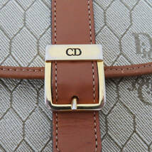 K05 Christian Dior クリスチャンディオール ハニカムロゴ PVC/レザー ショルダーバッグ ベージュ/チャ_画像8