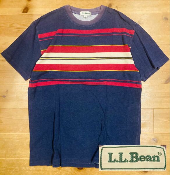 Tシャツ 古着 80s 90s L.L.Bean ボーダー 鹿の子 ネイビー 紺 半袖Tシャツ トップス エルエルビーン L