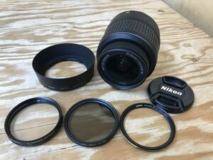 mD 60 ニコン レンズ ① Nikon DX AF-S NIKKOR 18-55mm 1:3.5-5.6G VR フード HB-45 フィルター セット ※動作未確認、ジャンク扱、現状品