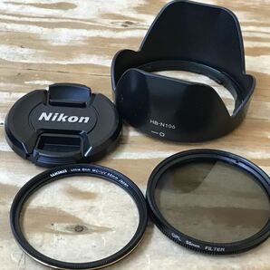 mK 60 ニコン レンズ ⑤ Nikon AF-P DX NIKKOR 18-55mm 1:3.5-5.6G VR φ55 フード HB-N106 フィルター セット ※動作未確認、ジャンク扱いの画像4