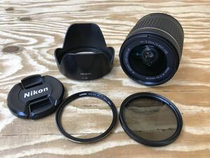 mH 60 ニコン レンズ ⑨ Nikon DX VR AF-P NIKKOR 18-55mm 1:3.5-5.6G フード HB-N106 フィルター セット φ55 ※動作未確認、ジャンク扱い