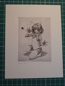 Art hand Auction ★Moe copperplate print 1 yen listing Signed edition available Collection Hand-drawn illustration Moe Cute Painting Copperplate print Bunny girl, Comics, Anime Goods, Hand-drawn illustration