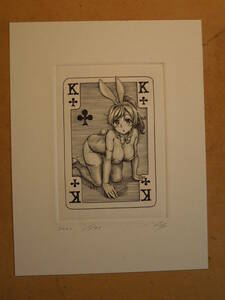 Art hand Auction ★Kyumoe Copperplate Engraving copperprint Copperplate paper money Old banknote Japanese yen Hand-drawn illustration Cute art Print Painting Bunny girl, Comics, Anime Goods, Hand-drawn illustration