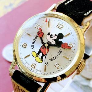 #3036[1 иен старт ] Disney Mickey Mouse автоматический механический завод мужские наручные часы Vintage 1970 плата античный с коробкой BOX есть перевод 