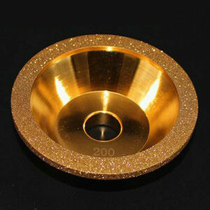 金色 電着ダイヤモンドカップホイール 皿型(研磨用) #150 直径 100mm リム径 10 x 5mm 穴径 20mm
