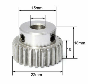 平歯車 20歯 モジュール1 直径 22mm 穴径 6.35mm 1045スチール