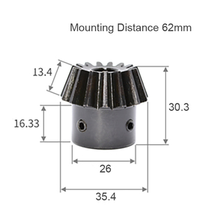 モジュール 2 歯数 15 穴径 12mm 速比 1:3 スチール ベベルギヤ 歯車