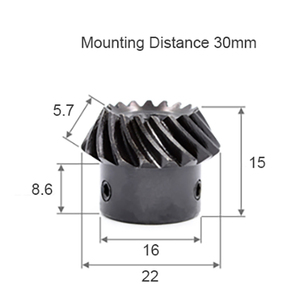 モジュール 1 歯数 20 穴径 6mm 速比 1:2 スチール スパイラルベベルギヤ 歯車