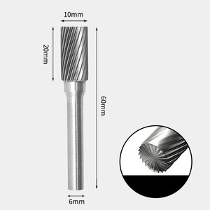 GAVAN 10 x 20mm 円筒型 エンドカット付 シングルカット シャンク径 6mm 超硬 ロータリーバー リュータービット 超硬バー