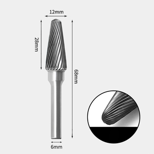 GAVAN 12 x 28mm ツクシ型 シングルカット シャンク径 6mm 超硬 ロータリーバー リュータービット 超硬バー