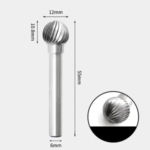 GAVAN 12 x 10mm 球型 シングルカット シャンク径 6mm 超硬 ロータリーバー リュータービット 超硬バー