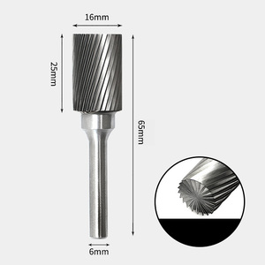 GAVAN 16 x 25mm 円筒型 エンドカット付 シングルカット シャンク径 6mm 超硬 ロータリーバー リュータービット 超硬バー