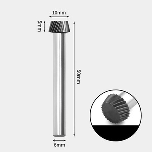 GAVAN 10 x 5mm テーパー型 シングルカット シャンク径 6mm 超硬 ロータリーバー リュータービット 超硬バー