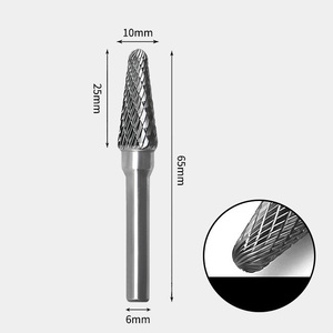 GAVAN 10 x 25mm ツクシ型 ダブルカット シャンク径 6mm 超硬 ロータリーバー リュータービット 超硬バー