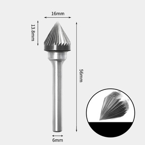 GAVAN 16 x 13mm 60度 テーパー型 シングルカット シャンク径 6mm 超硬 ロータリーバー リュータービット 超硬バー