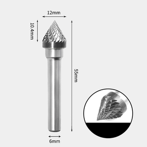 GAVAN 12 x 10mm 60度 テーパー型 ダブルカット シャンク径 6mm 超硬 ロータリーバー リュータービット 超硬バー