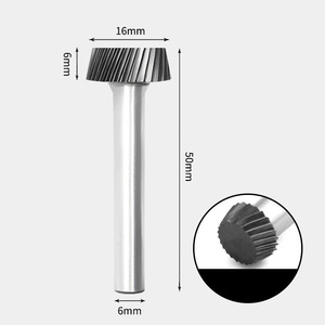 GAVAN 16 x 6mm テーパー型 シングルカット シャンク径 6mm 超硬 ロータリーバー リュータービット 超硬バー