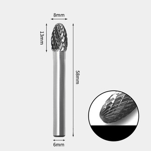 GAVAN 8 x 13mm 卵型 ダブルカット シャンク径 6mm 超硬 ロータリーバー リュータービット 超硬バー