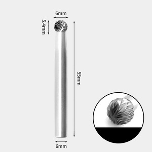 GAVAN 6 x 5mm 球型 ダブルカット シャンク径 6mm 超硬 ロータリーバー リュータービット 超硬バー