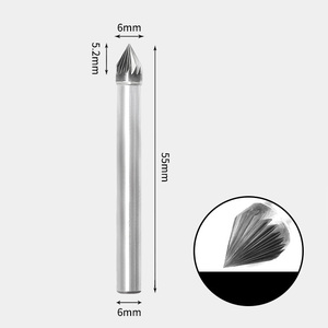 GAVAN 6 x 5mm 60度 テーパー型 シングルカット シャンク径 6mm 超硬 ロータリーバー リュータービット 超硬バー