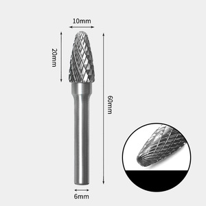 GAVAN 10 x 20mm 砲弾型 ダブルカット シャンク径 6mm 超硬 ロータリーバー リュータービット 超硬バー